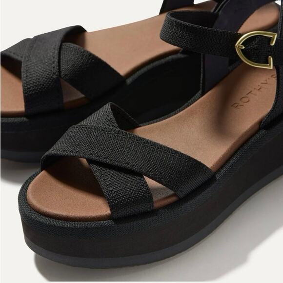 Rothy’s NWOT The Criss Cross Lightweight Wedge Platform Sandal in Black Size 9.5 - Picture 5 of 11